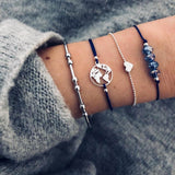 Crazy Feng 2018 Bohemian Marble Stone Beads Bracelet Set For Women Natural Stone Tassel Pendant Bangles Bracelet Femme Jewelry